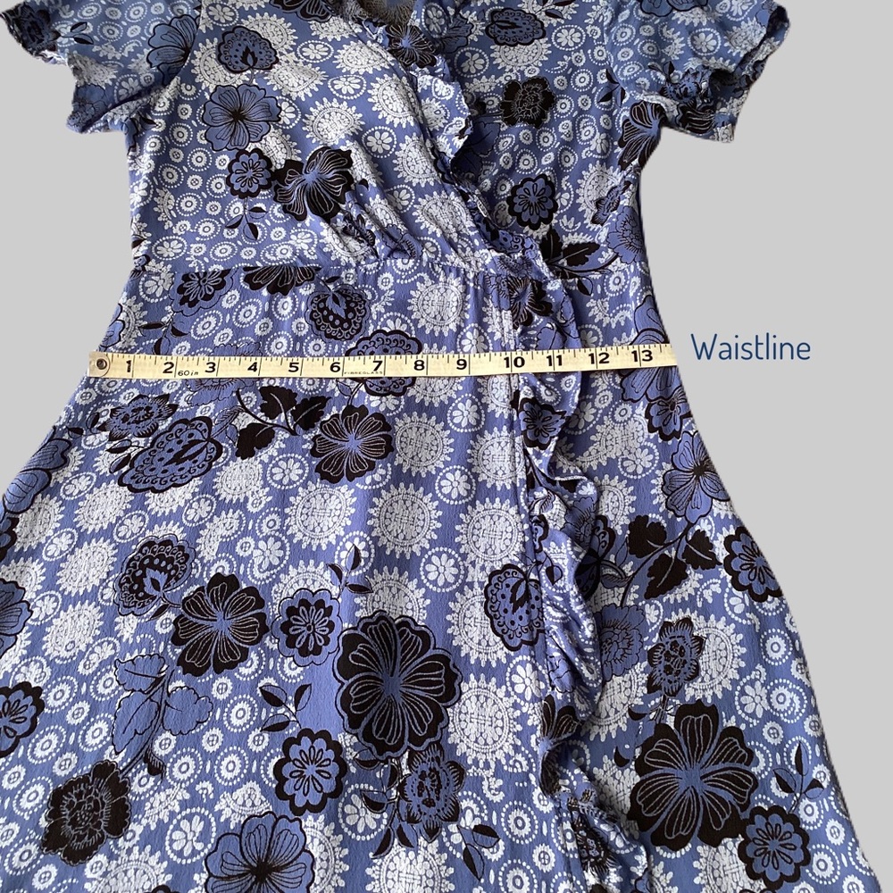 ‼️SOLD‼️ Vtg 90s ULF ANDERSSON rayon crepe Y2K print Blue novelty dress Small. - Picture 7 of 14